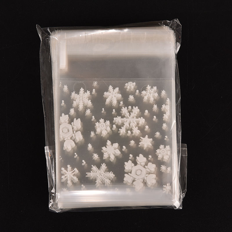 100 STKS Plastic Mini Transparante Scrub Platte Pocket Kerst Sneeuwvlok Diy Geschenkverpakkingen Tassen Briefpapier Houder