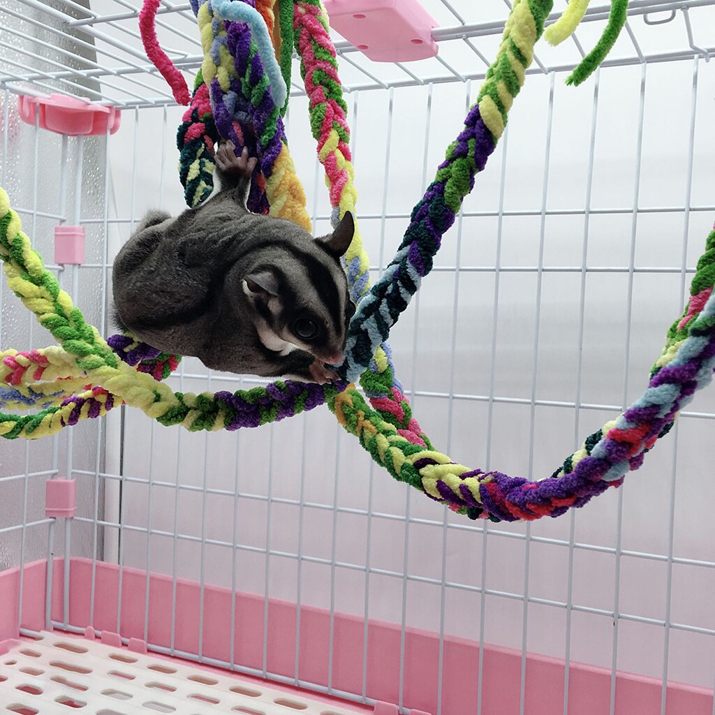 2 Pack of Small Animal Activity Toy, Rat and Ferret Cotton Rope Nets, 24-inch Long