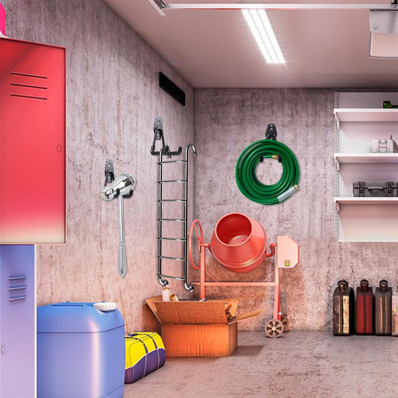 2 Pcs Garage Storage Utility Hooks Wall Mounted Hanging Hooks Metal U-Hooks Tool Organizers for Garden Tools Ladders (Black)