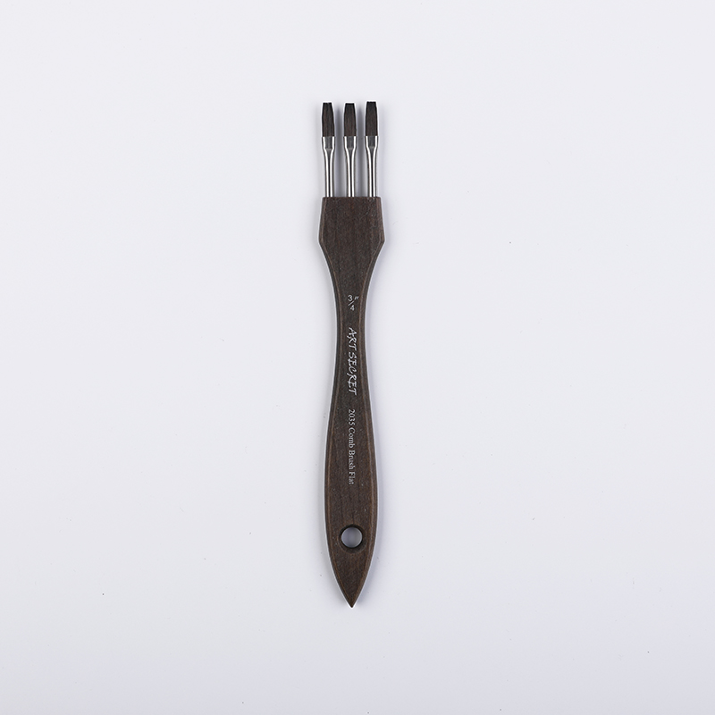 Pincel de pintura acrílica de acuarela con peine multidiente ArtSecret # 2035 Crin Mix Pelo de nailon Mango de madera Arte Papelería: Gris claro