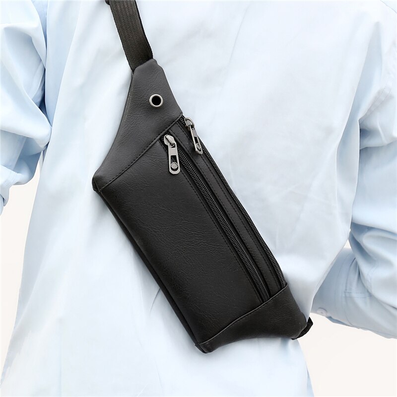 Mens Taille Taschen mit Zipper Leder Große Kapazität Taille Tasche Weiche Sport Tasche Große Kapazität Wandern Handy Tasche