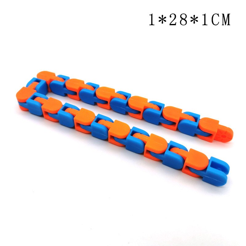 Puzzle Game Bike Chain Bracelet Snake Toy Plastic Kids Adult Funny Decompression Toy Countless Shapes Bracelet Snake Bending Toy: orange blue