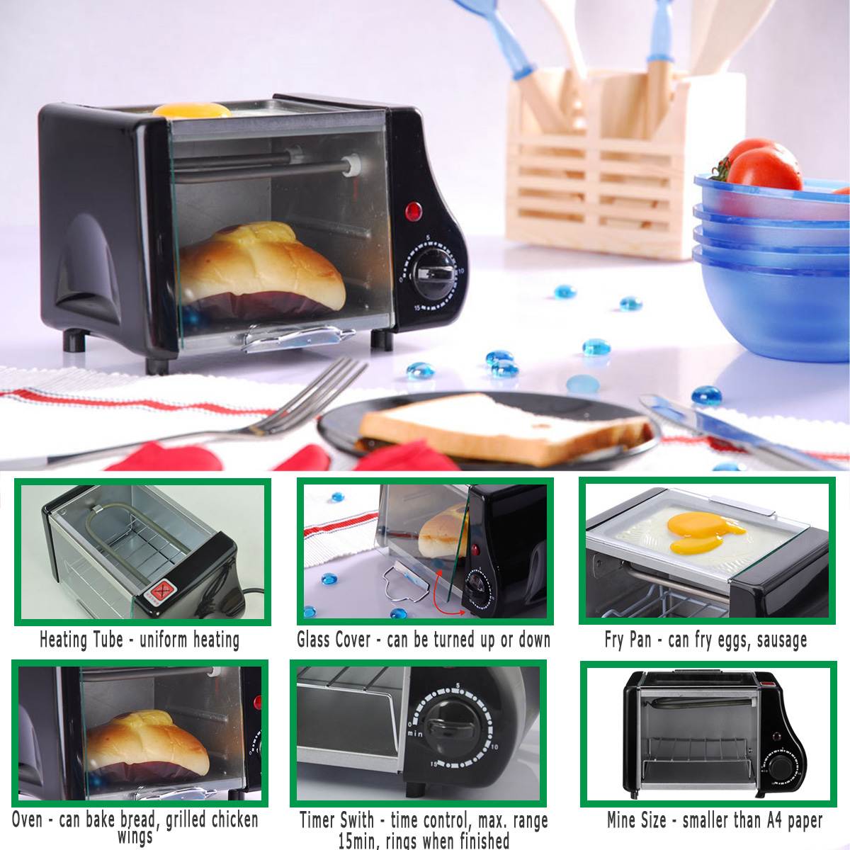 Multifunktionale Mini Ofen Haushalt Elektrische Ofen zeitliche Koordinierung Backen Getrocknete Obst Grill Brot Pizza Backen Küche Maschine 220V