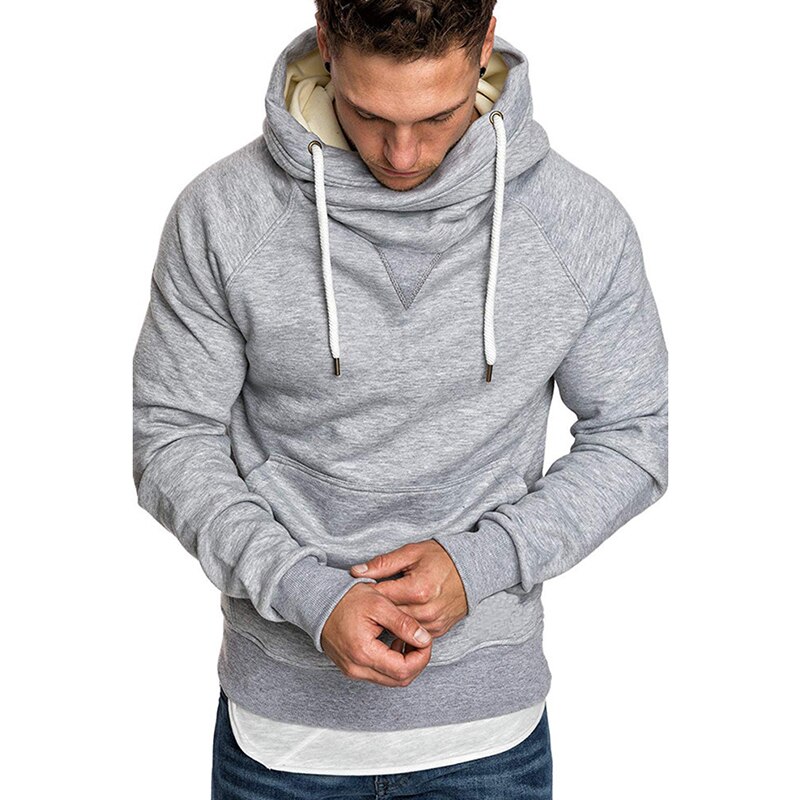 de los hombres con capucha Stand Collar Pullover sudadera de la ropa de los hombres bordado costura de manga larga sudadera de primavera y Autu: XXL / D
