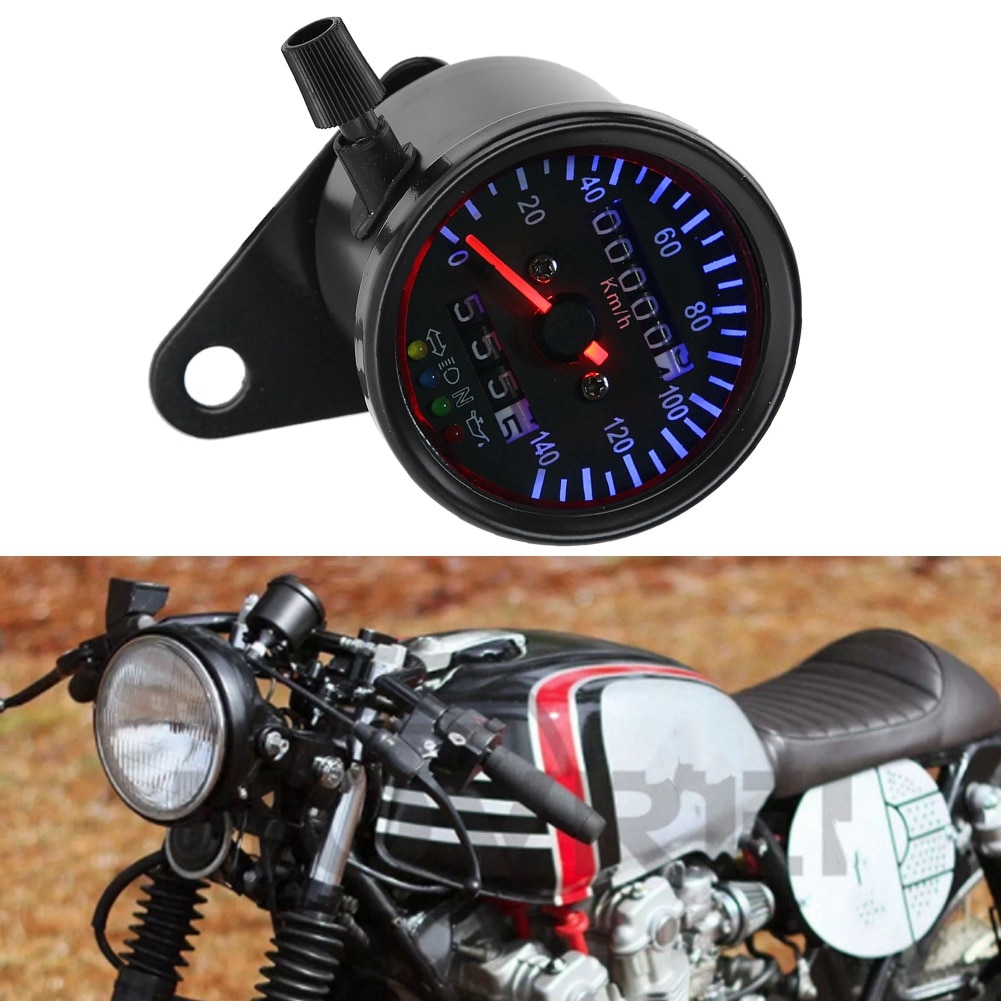 LED Backlight 12 V Motorcycle Dual Odometer Speedometer Gauge Instruments Kit for Cafe Racer Motorcycle Accessories