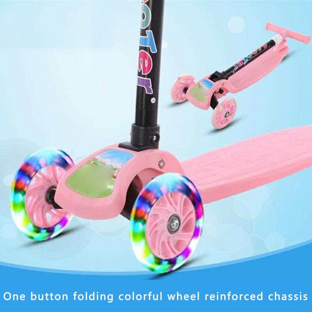 Indoor And Outdoor Children's Scooter Folding Children's Scooter 2-8 Years Old Three-wheel Flashing Skateboard Swing Car