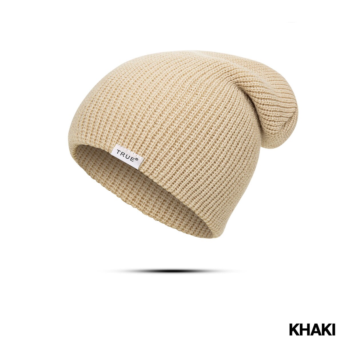 Urdiamond dames winter muts heren gebreide zachte muts effen kleur skullies mutsen warme jongens meisjes mutsen letter muts gorro: Khaki