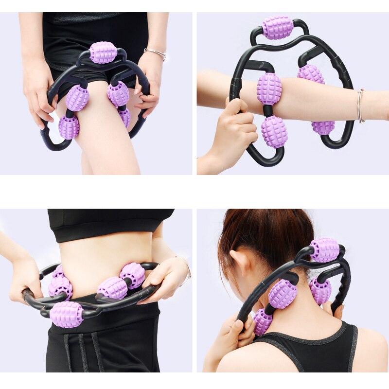2/4/5 Wheel U Shape Trigger Point Massage Roller for Arm Leg Neck Muscle Tissue for Fitness Gym Yoga Pilates Sports