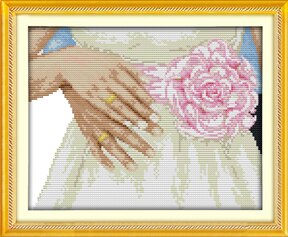 Joy Sunday Wedding ring Chinese Cross Stitch for Embroidery Needlework Sets Cross Stitch Pattern home decoration: Wedding ring1 / 14CT stamped product