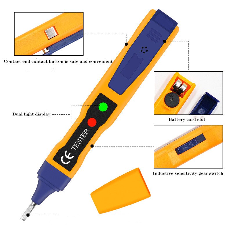 AC/DC Voltage Meter Electric Compact Pen Voltage Battery Test Pencil Continuity Voltage Detector Pen Non-contact Inductive
