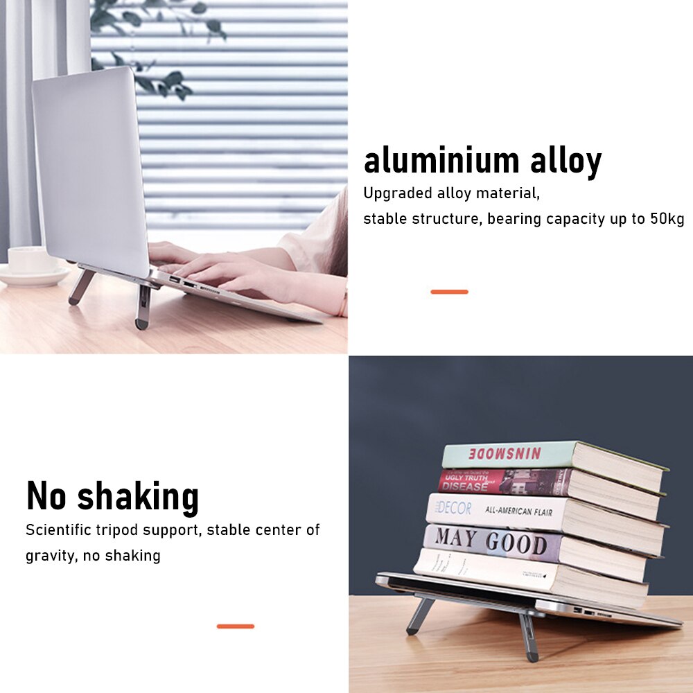 Laptop Bracket Notebook Accessories Mini Foldable Laptop Portable Holder Cooling Stand Metal Vertical Laptop Stand Home Office
