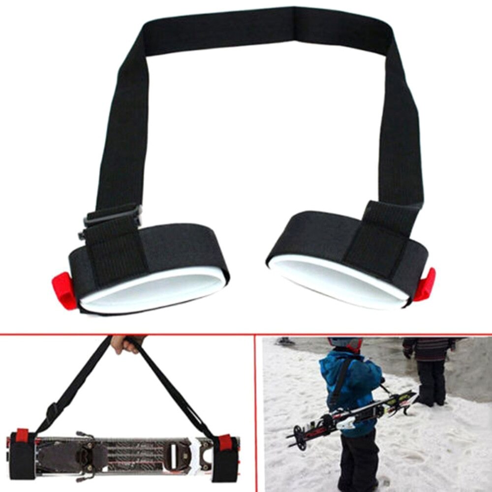 Skiing Pole Shoulder Hand Carrier Lash Handle Straps Porter Hook Loop Protecting Black Nylon Ski Handle Strap Bags