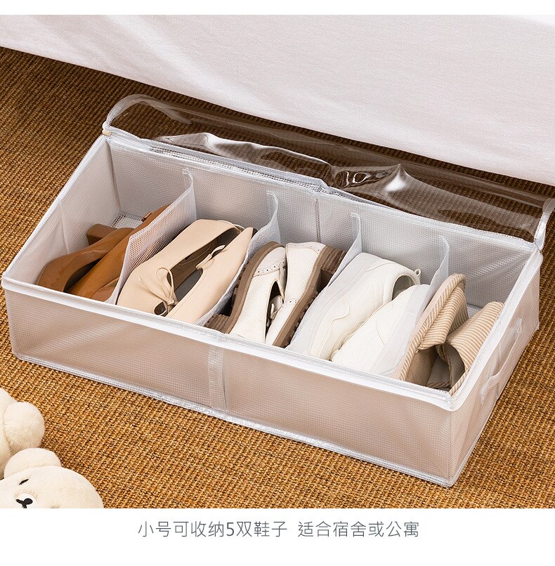 Foldable Drawer Organizer For Shoe Adjustable Bed Bottom Shoe Storage Box Large Capacity Dust-proof Shoe Box Washable And Foldab