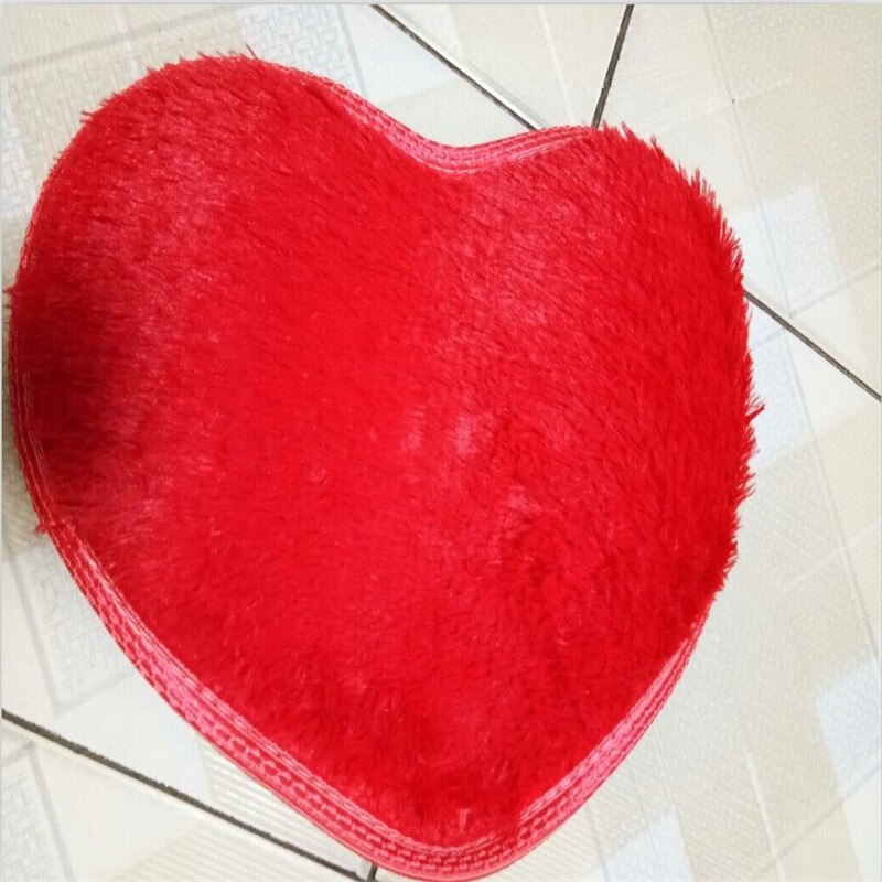 Klassiske hjerteformede shaggy fluffy tæpper antiskridt område tæppe tæppe hjem soveværelse gulvmåtte: Rød