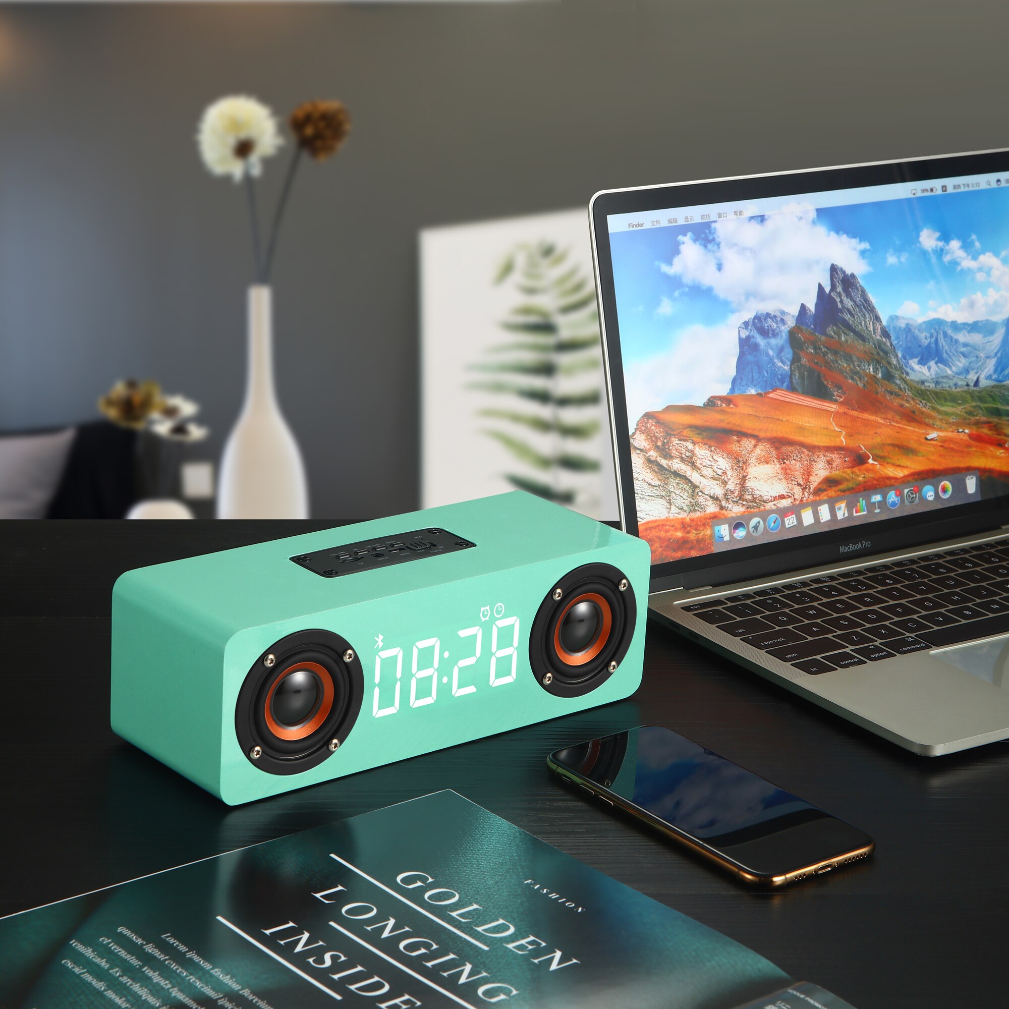 Home Theater Draadloze Bluetooth Speaker Houten Draagbare Kolom Subwoofer Met Wekker Fm Radio Tv Luidsprekers Soundbar Aux Tf