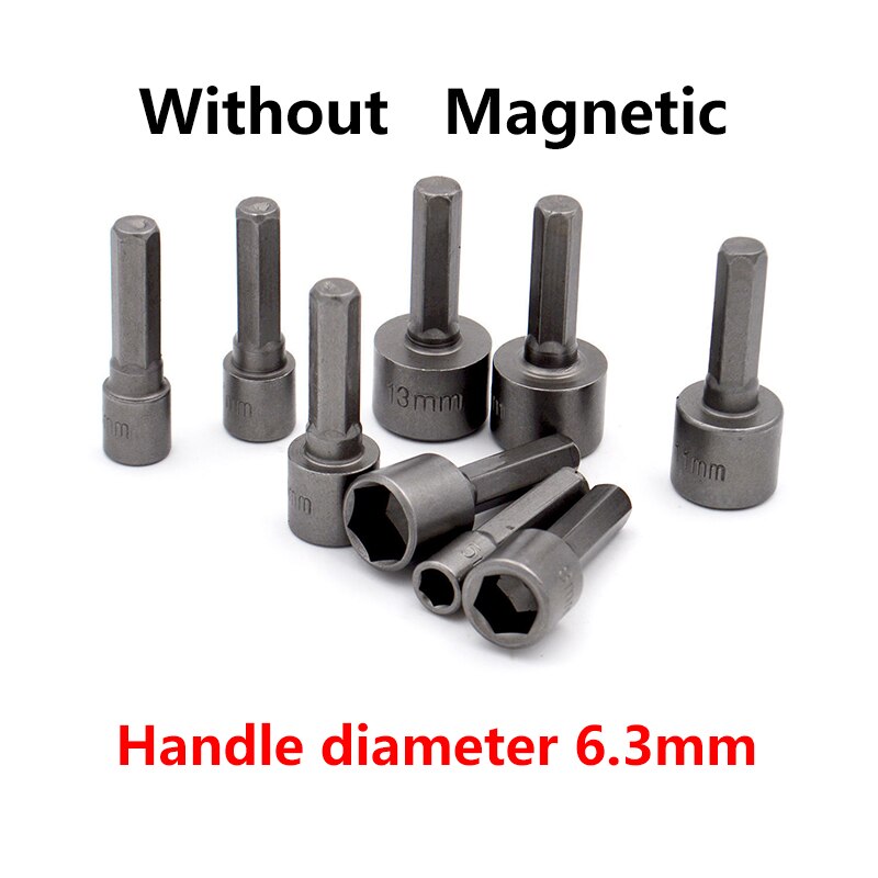 9pcs 5-13mm Hexagon Nut Driver Drill Bit Socket Screwdriver Wrench Set for Electric Screwdriver Handle Tools No Magnetic