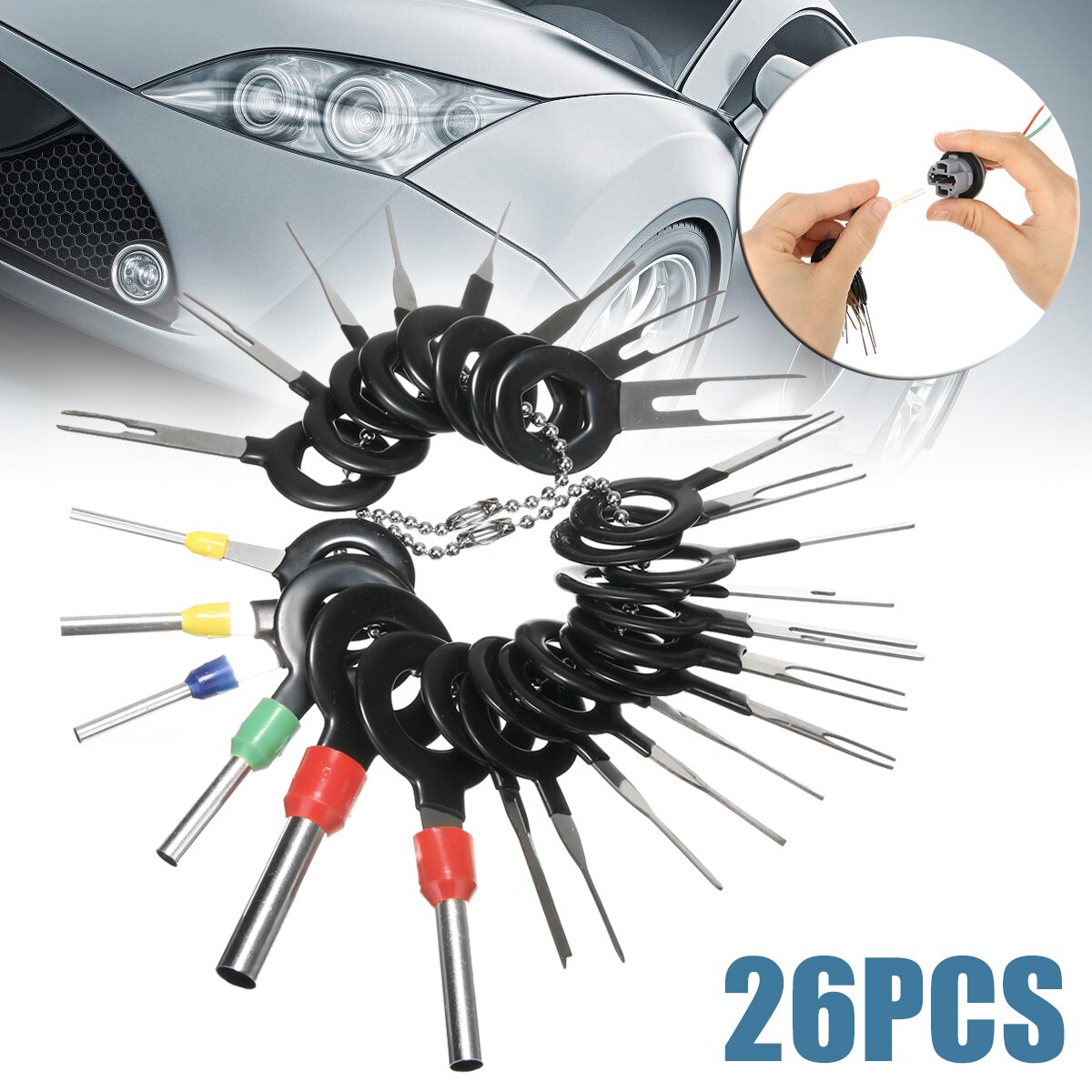 Reparation af håndværktøj 26 stk fjernelse af bilterminaler elektriske ledninger crimpstik pin udtrækkersæt biler terminalsæt