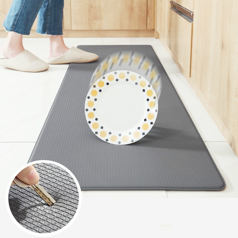 Solide Öldicht Wasserdichte PU Leder Küche Lange matt Küche Teppich nicht-Unterhose Boden Teppich Fußmatt Anti-Bakterien Falten-beständig