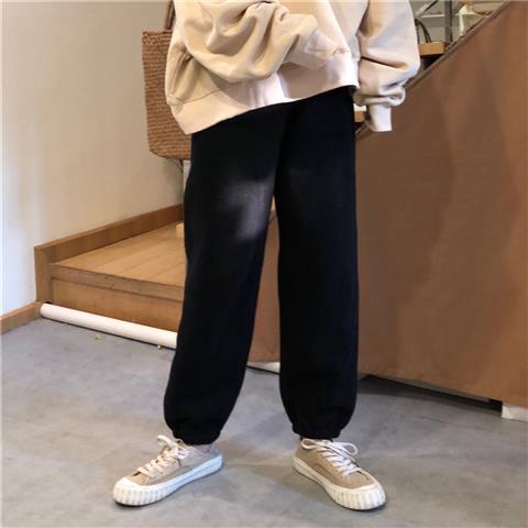 Harembroek Vrouwen Effen Alle-Wedstrijd Lente Ulzzang Mode Dikkere Trekkoord Chic Meisjes Capri Trendy Casual 4 kleur: black / M