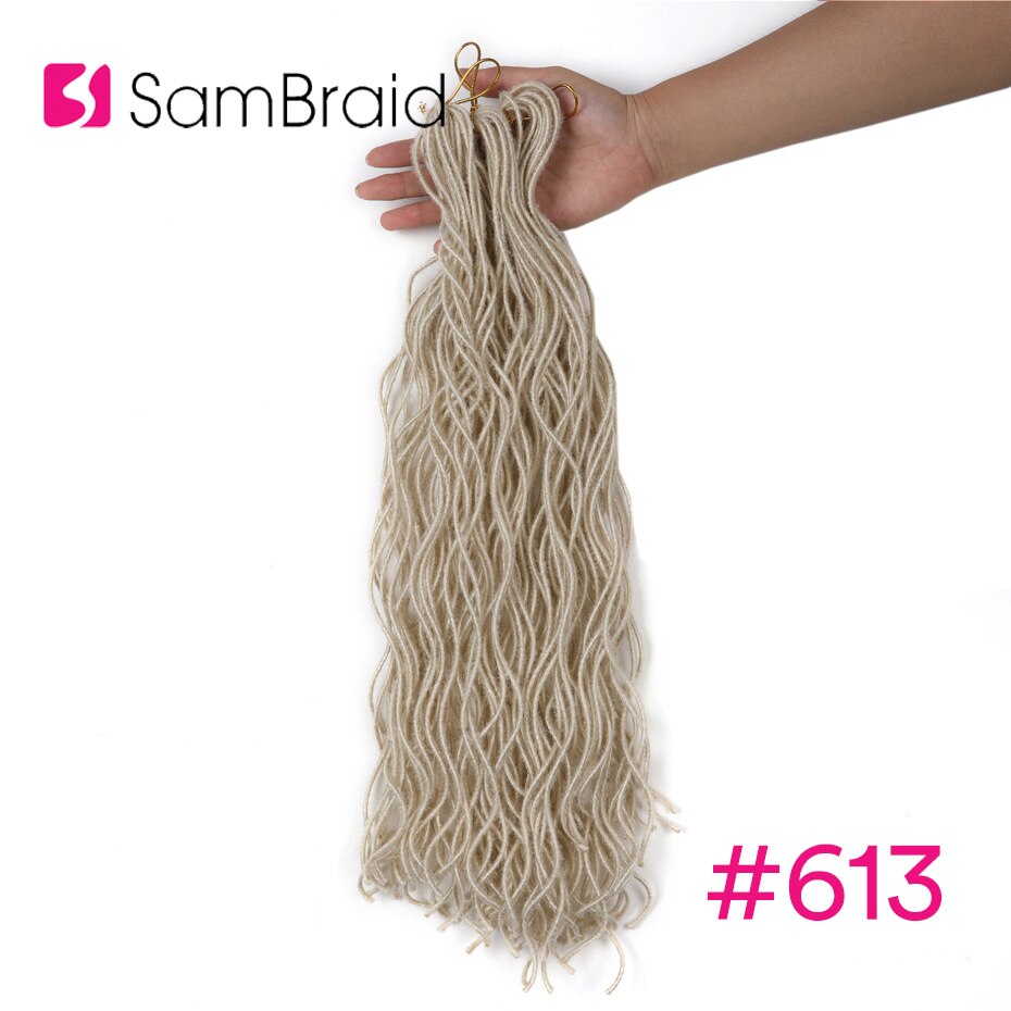 SAMBRAID Natural Faux Curly Locs Crochet Braids Curly Crochet Hair Extensions 20 Inch Soft Dreadlocks Hair Synthetic Hair: #613 / 9Pcs/Lot