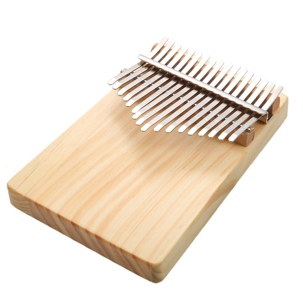 17 Key Kalimba Thumb Piano Single Wooden Pine Mbira Keyboard Percussion Musical Instrument with Tuning Hammer Polishing Cloth: beige