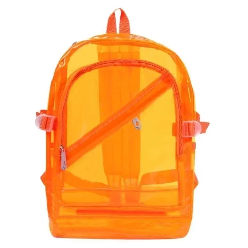 Zaino trasparente alla moda Borsa da scuola per taccuino per ragazze mini adolescenti quotidiana in plastica trasparente in PVC impermeabile: Arancione