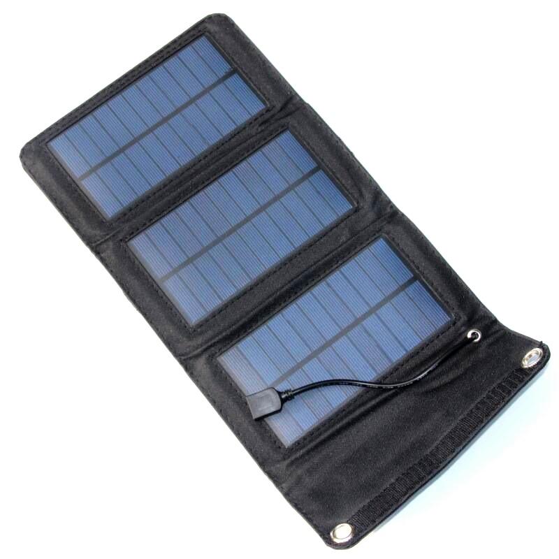 5W Solar Panel Foldable Mobile Phone Charger Outdoor Portable Solar Power Supplies Panel Waterproof Backpack Camping Hiking