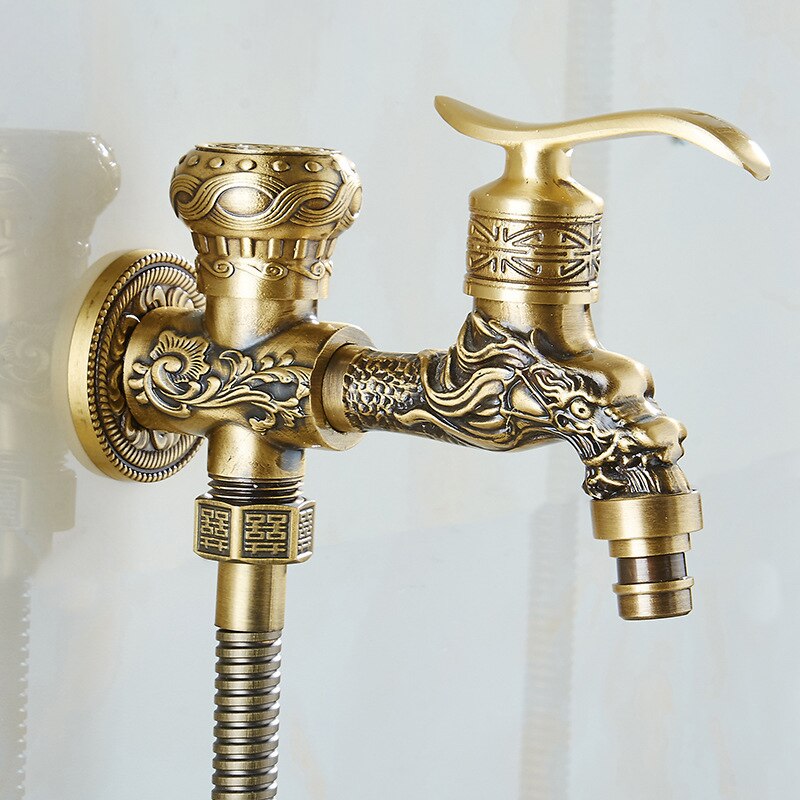 Bathroom Bidet Faucets Antique Brass Wall Mounted Out Door Faucet Sprayer Water Faucet Toilet Washing Machine Tap EL1023