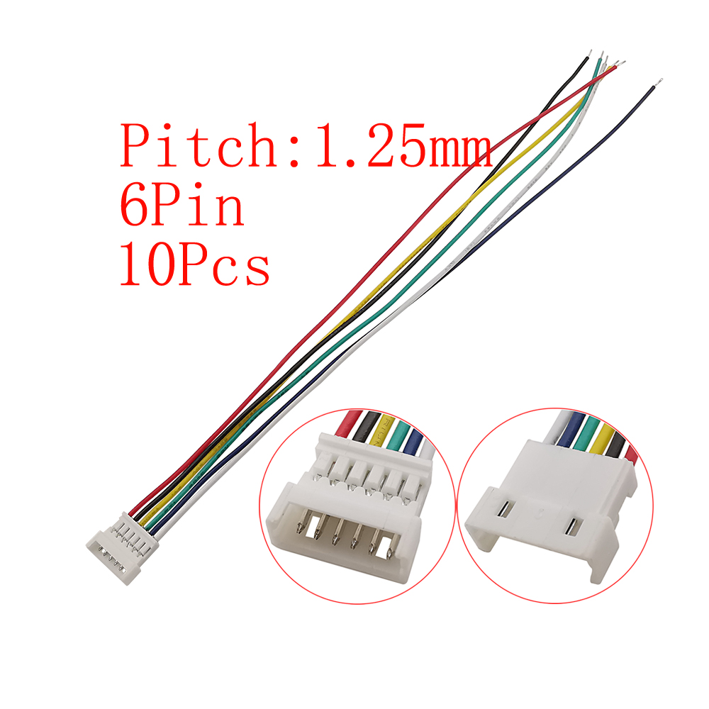 10Pcs Mini Micro JST 1.25mm Pitch Male / Female Connector 2/3/4/5/6 Pin Plug With Terminal Wires Cables Socket 150MM 28AWG: Yellow