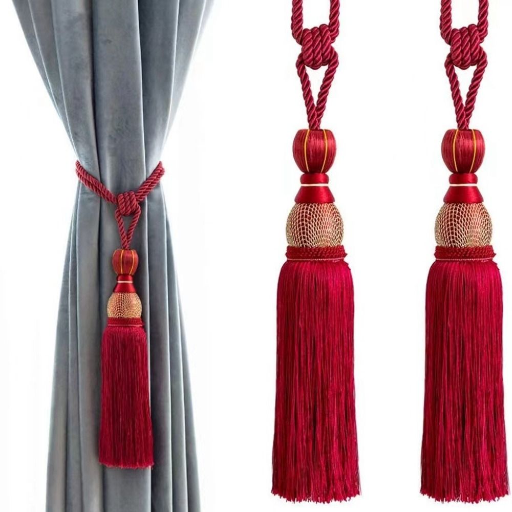 No Installation Curtain Tassels Tieback Polyester Yarn Punch-free Tassel Curtain Ties Gold Wire Hanging Ball Multicolor