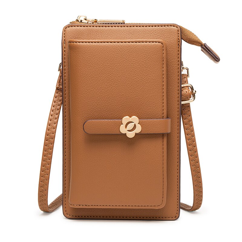 Borsa a tracolla da donna con tracolla singola con cerniera multifunzione in pelle morbida con touchscreen di grande capacità