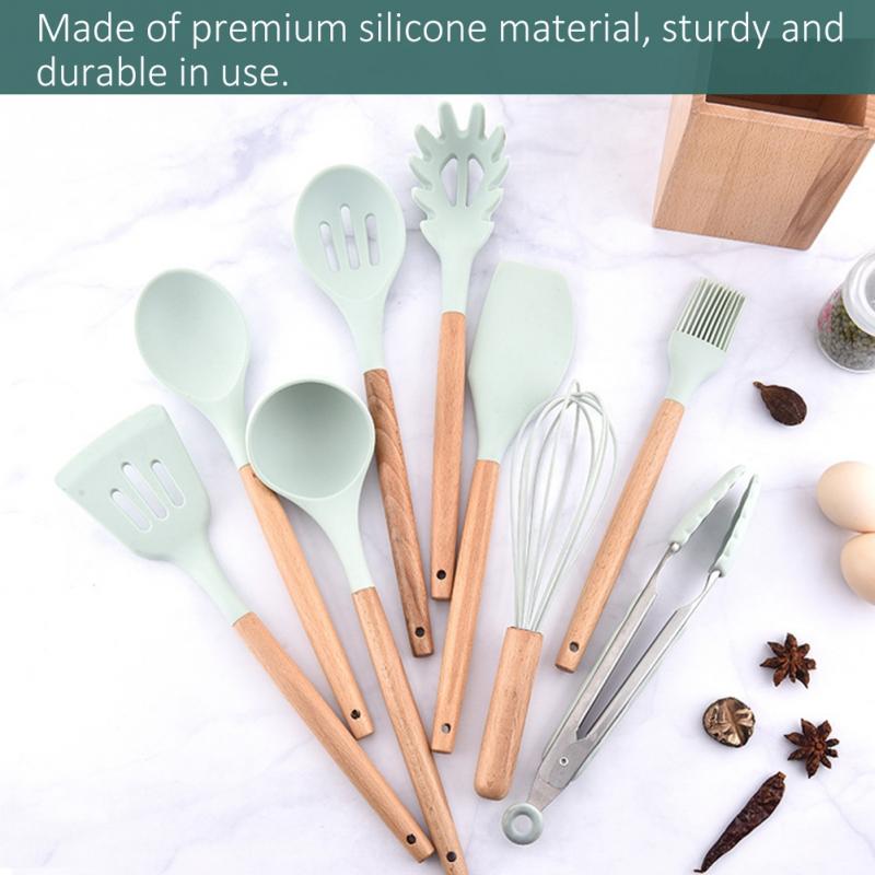 Ustensiles de cuisine en Silicone bleu | 9 pièces/ensemble ustensiles de cuisine, ustensiles de cuisine, ustensiles de cuisine, seau de rangement des outils de cuisine non inclus