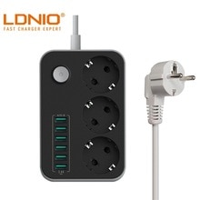 Ldnio 5V 3.4A Smart Usb Power Strip Desktop 3 Stopcontact 6 Usb-poort 1.6M Eu Plug Opladen socket