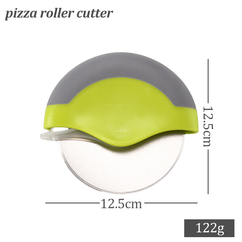 Cortador de Pizza de acero inoxidable, cuchillo para Pizza, cortador de rodillo de pastelería, accesorios de utensilios de cocina para el hogar, mangos de madera, cortador de Pizza: Caqui oscuro