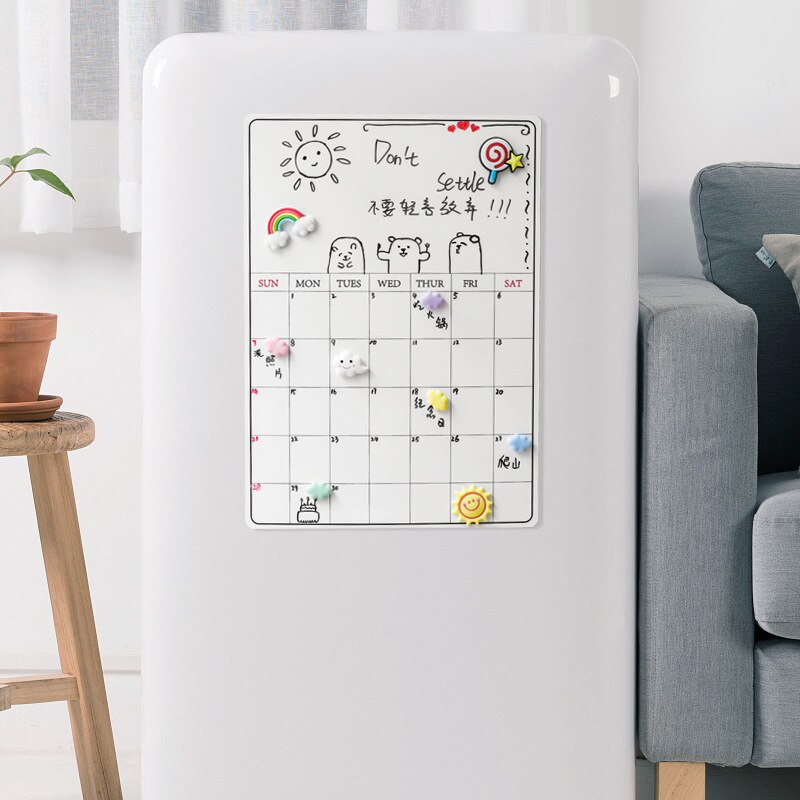 Magnetic Dry Erase Monthly Calendar Set-Magnetic White Board Weekly Planner &amp; Grocery Organizer for Kitchen Refrigerator