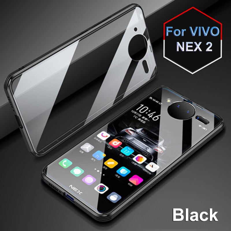 per vivo Nex 2 custodia a doppio schermo coque coperchio posteriore antiurto per vivo NEX2 NEX 2 custodia per telefono in vetro temperato per NEX doppio Schermo: nero