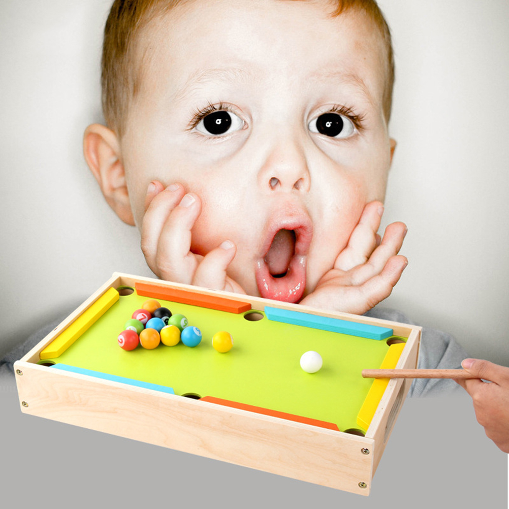 Træ billard legetøj tidlig læring mini billard model uddannelsesudstyr til børn børn