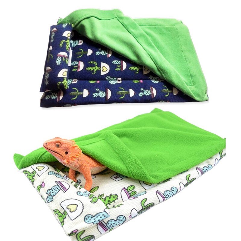 Bearded Dragon Sleeping Bag with Pillow and Blanket Reptile Habitat Accessories Small Pet Animal Hide Shelter Warm Bed