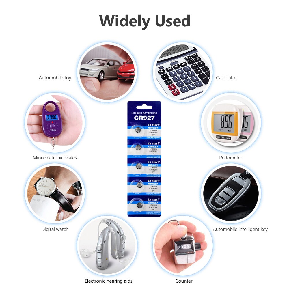 5Pcs CR927 Lithium Batteries 3V Coin Cells 927 DL927 BR927 ECR927 5011LC KCR927 LM927 Button Battery for Watch Clock Calculator