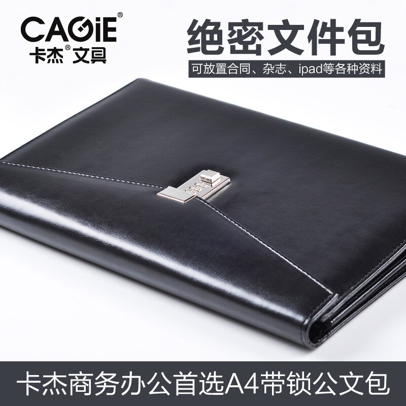 Carpeta de archivos A4 para documentos, con candado, candado, fijo, contraseña, maletín, cuadernos, organizador, bolso de cuero PU para gerente de oficina: Default Title