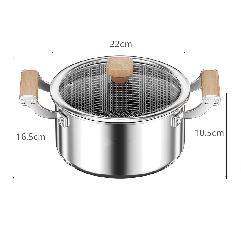 Rostfritt stål soppgryta stekpanna wok honungskaka non-stick gryta med lock hem induktionskokare gasspis kök köksredskap: Gul