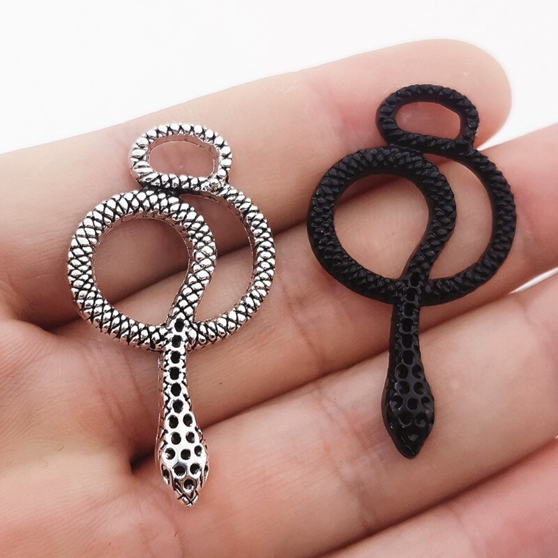 5pcs 46*26mm pendenti con serpente pendenti con ciondoli a forma di serpente animale per orecchini fai-da-te creazione di gioielli fatti a mano