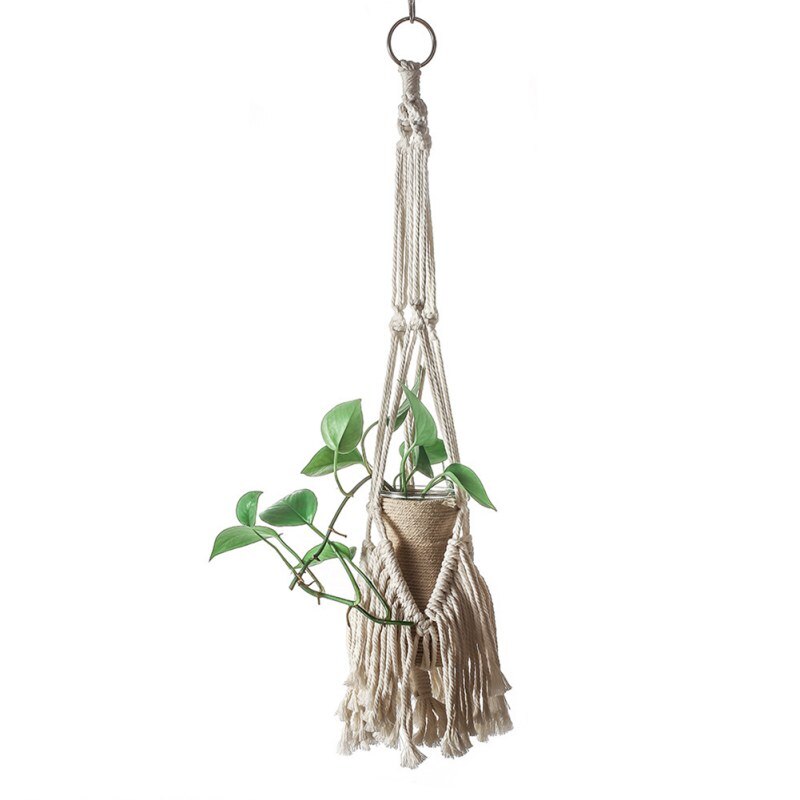 Hangende organizer katoenen touw fruitmand - hangend macramé mandje met Hangende organizer katoenen touw fruitmand - hangend macramé mandje met