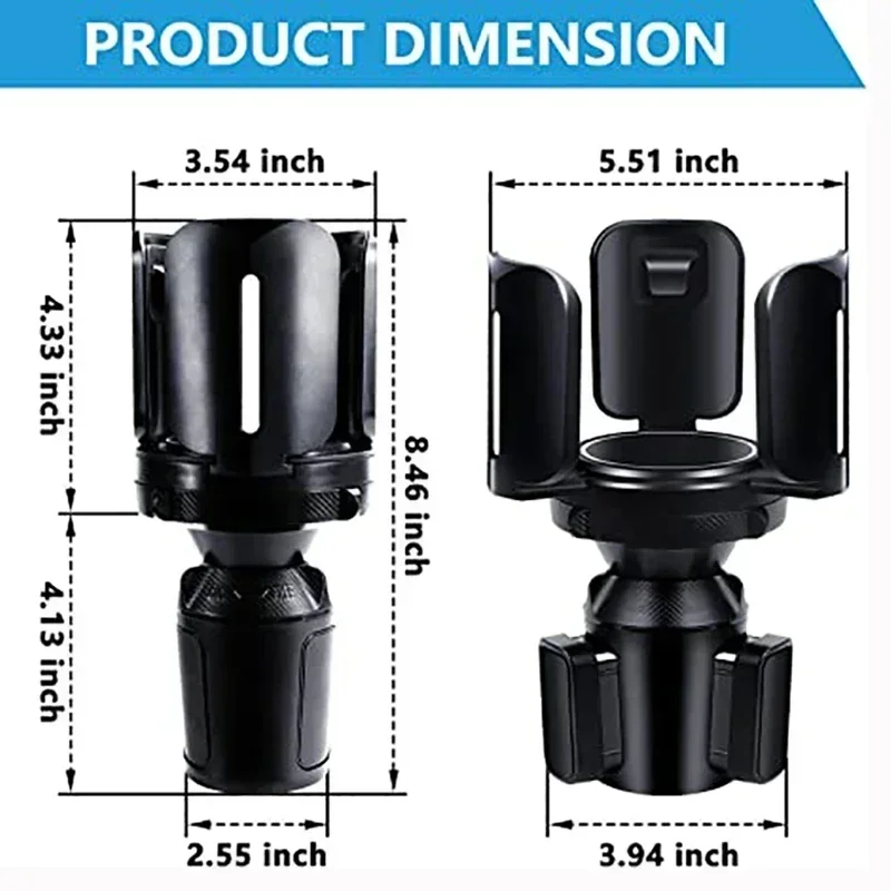 Extenseur de porte-gobelet universel pour voiture, noir, véhicule, fournitures de rangement, compatible avec 2.56 "à 5.51, bouteille d'eau