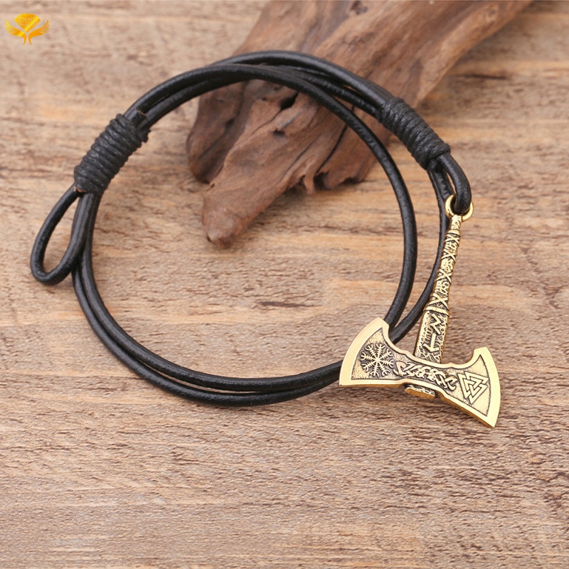 Difone masculino pulseira de couro cretaive ax viking braceletes para hombre ajustável multicamadas charme braslet acessórios presente masculino