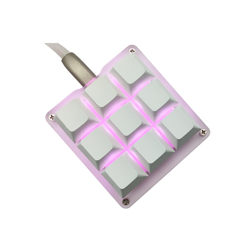 Mini mekaaninen näppäimistö 9 näppäintä makro osu näppäimistö diy mukautettu ohjelmoitava rgb led -taustavalo sähköpeli pc kannettava tietokone mac: Tyhjä punainen akseli