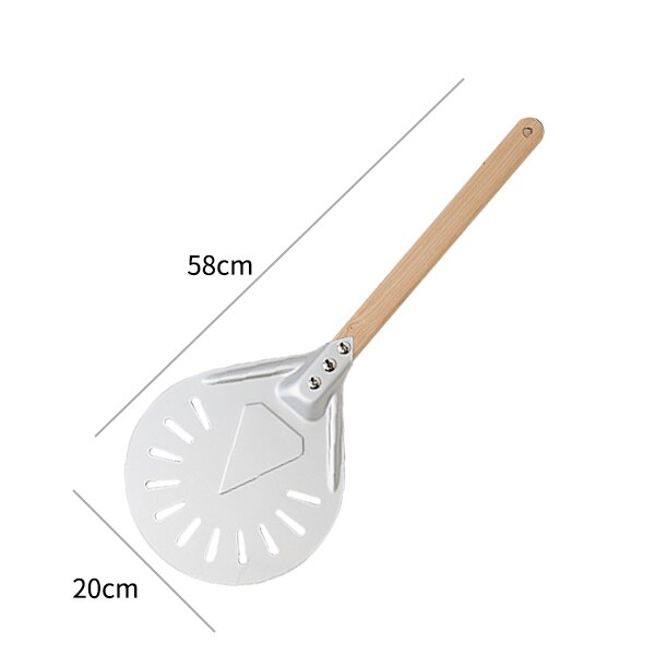8/9/10 Inch Round Perforated Turning Pizza Peel Non-slip Wooden Handle Baking Bread Shovel Paddle Tools Outdoor Oven Accessories: 8 inch 40cm