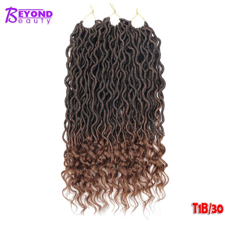 Crochet Goddess Locs Hair Extensions Faux Locs Curly Crochet Braids Ombre Synthetic Braiding Hair Bohemian locks Beyond Beauty: T1B/30