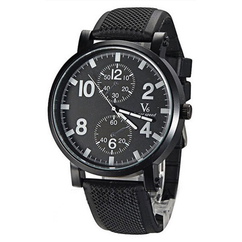 Super Speed V6 Watch Men Sports Watches Large Face Black Rubber Band Quartz Wristwatches Men Reloj Hombre Relogio Masculino