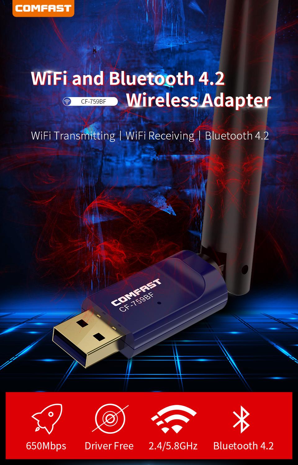 Dual Band 600Mbps Gratis Driver Draadloze Wifi Bluetooth-Compatibel 4.2 Usb 6dbi Antenne 5.8G Computer Netwerkkaart wi-fi Ontvanger